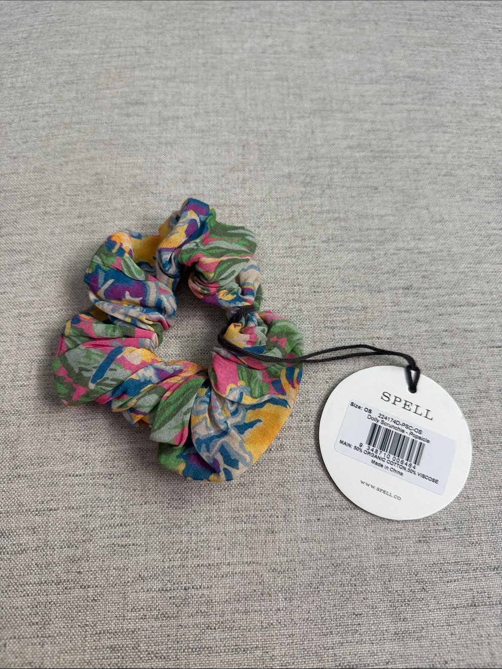 Spell Multicolor Floral Scrunchie with Pink, Green, Yellow & Blue